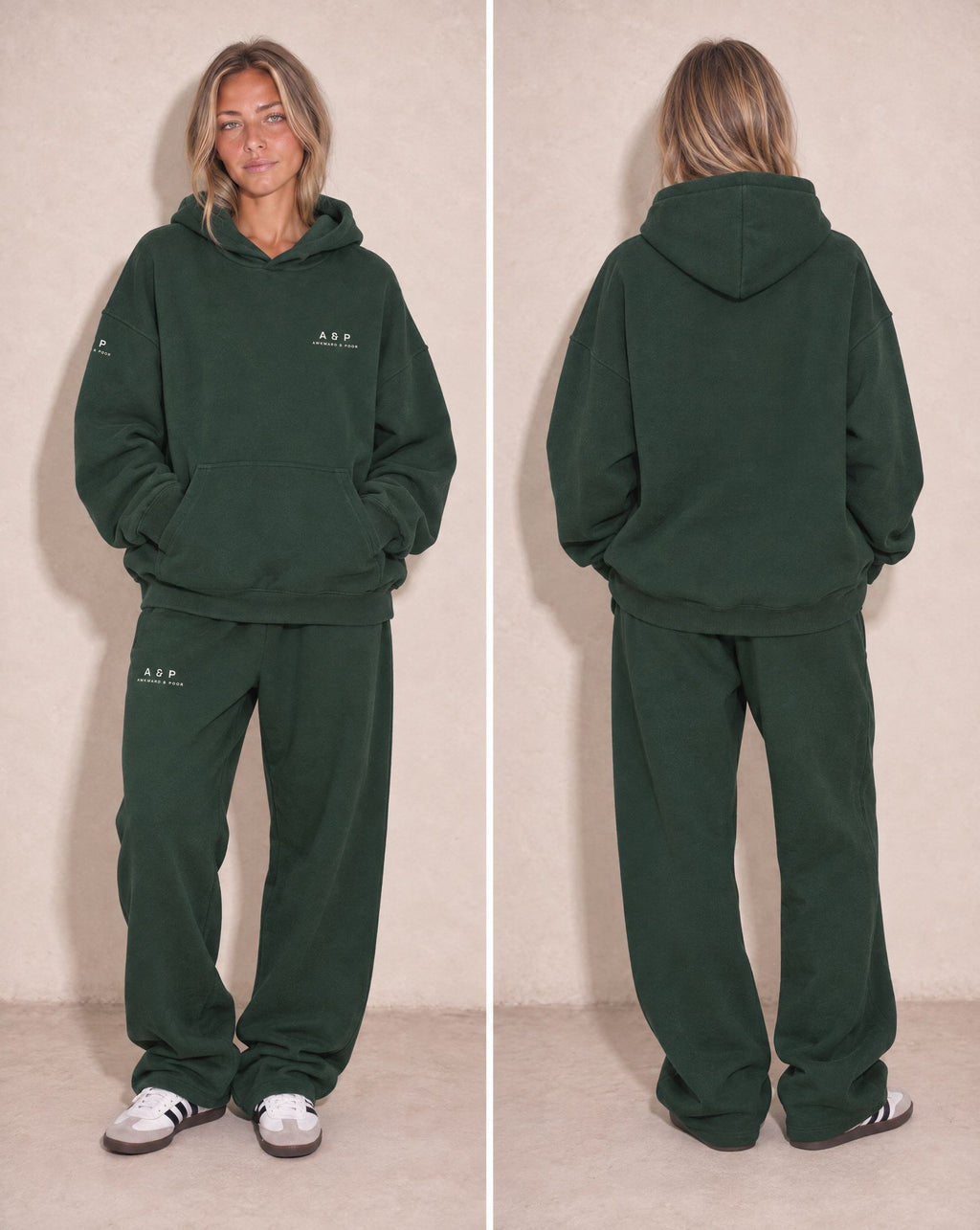 A&P Straight-Leg Sweatpants, Blackish Green